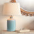 Hand-Blown Milk Jug Table Lamp with Cone Shade - 22" - Blue and White - IMAGE 1