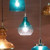 9” Aqua Blue Seeded Glass Small Curved Hanging Pendant Ceiling Light Fixture - IMAGE 3