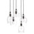 Set of 5 Black and Clear Glass Globe Pendant Cluster Lights, 96” - IMAGE 1