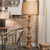 Wooden Budapest Floor Lamp with Extra Large Open Cone Shade in Natural Linen - 72" - Brown - IMAGE 1
