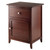 25" Walnut Wood Accent Table with Pull-Out Drawer and Door Cabinet - IMAGE 1