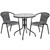 3-Piece Anchor Gray and Clear Round Glass Outdoor Furniture Patio Table with Stack Chairs 28.75" - IMAGE 1
