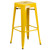 Set of 3 Yellow Metal Indoor-Outdoor Bar Table Set with Two Square Seat Backless Stools - IMAGE 3