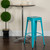 30" Crystal Teal-Blue Contemporary Backless Industrial Outdoor Patio Barstool - IMAGE 5