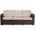 78.5" Chocolate Brown Outdoor Patio Furniture Sofa - Beige Cushion - IMAGE 1