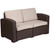55.5" Chocolate Brown Outdoor Patio Furniture Loveseat - Beige Cushion - IMAGE 2