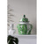 Palm Leaf Porcelain Wide Urn Lidded Jar - 16.75" - Green and White - IMAGE 2