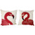 Embroidered Flamingo Couple Square Throw Pillow - 24" - Red and White - Set of 2 - IMAGE 1