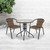 28.75" Dark Brown and Black Round Glass Outdoor Furniture Patio Table - IMAGE 2