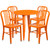 Set of 5 Orange Round Metal Indoor or Outdoor Table and Vertical Slat Back Chairs Set 33.25” - IMAGE 1