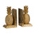 Set of 2 Gold Pineapple Bookends 9.8" - IMAGE 1