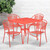 5-Piece Coral Red Contemporary Outdoor Furniture Patio Dining Set - IMAGE 4