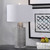 29" Ribbed Textured Silver Ceramic Table Lamp with White Hardback Drum Shade