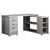 60" Mink Gray L-Shaped Computer Desk with Shelves - IMAGE 1