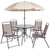 6-Piece Brown and Gray Contemporary Round Outdoor Furniture Patio Table Set 80" - IMAGE 1