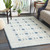 9' x 12' Geometric Navy Blue and Cream White Rectangular Area Throw Rug - IMAGE 2