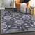 9.75' x 9.75' Floral Design Denim Blue and Gray Square Area Throw Rug - IMAGE 2