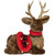 10.5" Sitting Reindeer with Buffalo Plaid Saddle Christmas Figure - IMAGE 1