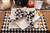 72" x 14" Black and White Harelquin Print Table Runner