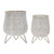 Set of 2 Washed White Iron Containers 14" - IMAGE 1