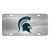 12" Stainless Steel and Green NCAA Michigan State Spartans Rectangular License Plate - IMAGE 1