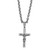 24" Silver Religious Themed Crucifix Corpus Pendant Chain Necklace - IMAGE 1