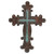 10.75" Brown and Turquoise Blue Religious Wall Cross - IMAGE 1