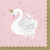 Club Pack of 192 White and Pink Stylish Swan 2-Ply Luncheon Napkins 6.5" - IMAGE 1