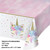 Pack of 6 Pink and White Disposable Unicorn Baby Shower Table Cloth 102" - IMAGE 2
