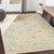 8' x 10' Leaf Pattern Beige and Light Gray Rectangular Hand Tufted Wool Area Throw Rug - IMAGE 2