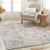 9'3" x 12'6" Distressed Persian Medallion Design Gray and Sky Blue Rectangular Machine Woven Area Rug - IMAGE 2