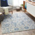 8.8' x 12.25' Floral Gray and Blue Rectangular Area Throw Rug - IMAGE 2