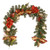 6' x 1" Evergreen with Ball Ornaments, Poinsettia, and Bow Artificial Christmas Garland, Unlit - IMAGE 1