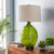 32" Contemporary Style Grass Green Glass Table Lamp with Drum Shade