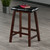 Wooden Stool with Leather Seat Stool - 24.75" - Black - IMAGE 1