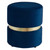 16" Royal Blue and Gold Contemporary Round Upholstered Ottoman - IMAGE 1