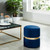 16" Royal Blue and Gold Contemporary Round Upholstered Ottoman - IMAGE 2