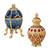 Natalia and Svetlana Enameled Easter Eggs - 4" - Set of 2 - IMAGE 1