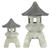 Pagoda Outdoor Lanterns Sculptures - 17" - White and Gray - Set of 2 - IMAGE 1
