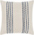 20" Cream and Navy Blue Striped Embroidered Throw Pillow - Poly Filled - IMAGE 1