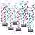 Pack of 6 Blue and Fuschia Cassette Tape Party Ceiling Whirls 25.5” - IMAGE 1