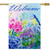 Blue and Purple Welcome Bird Outdoor House Flag 28" x 40" - IMAGE 1