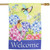 Welcome Floral Hummingbird Outdoor House Flag 28" x 40" - IMAGE 1