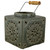 6.75" Dark Olive Green Square Crackle Finish Mosaic Cut Out Candle Lantern - IMAGE 1