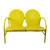 47-Inch Outdoor Retro Tulip Steel Loveseat, Yellow - IMAGE 1