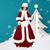6-Piece Burgundy and White Elegant Velvet Mrs. Claus Costume - Adult Size Large - IMAGE 1