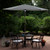 9ft Solar Lighted Outdoor Patio Market Umbrella with Hand Crank and Tilt Gray - IMAGE 2