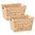 Set of 2 Beige Unique Medium Water Hyacinth Rectangular Storage Basket, 11" - IMAGE 1