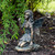 Set of 2 Bronze Kneeling Fairies With Flowers and a Butterfly Outdoor Garden Statues - 7" - IMAGE 3
