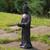 19.5" Gray Standing Buddha with Lotus Outdoor Garden Statue - IMAGE 2